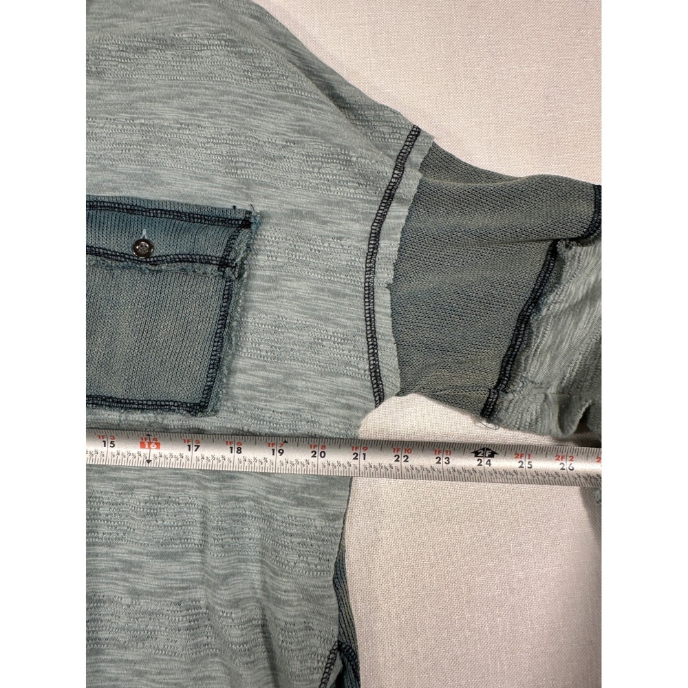 POL Clothing Mixed Media Patchwork Button Down Shirt Teal‎ Blue Small - Picture 7 of 8